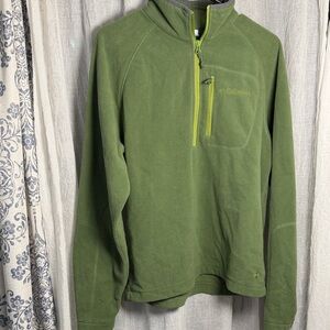 Columbia Men’s Green Half-Zip Fleece with Lime Zip